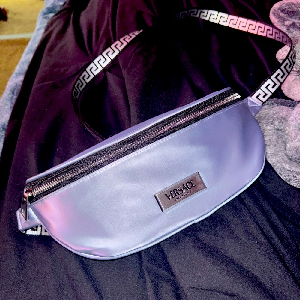Versace SilverCrossbody Bag with Black Strap